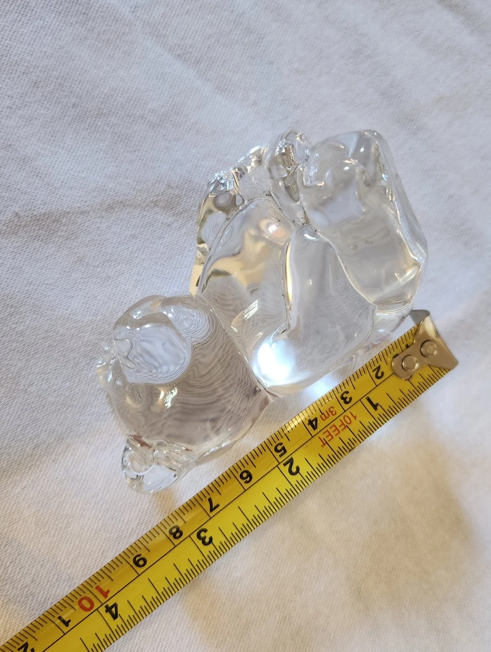 Vintage Clear Glass Teddy Bear Figurine Small Decorative Collectible